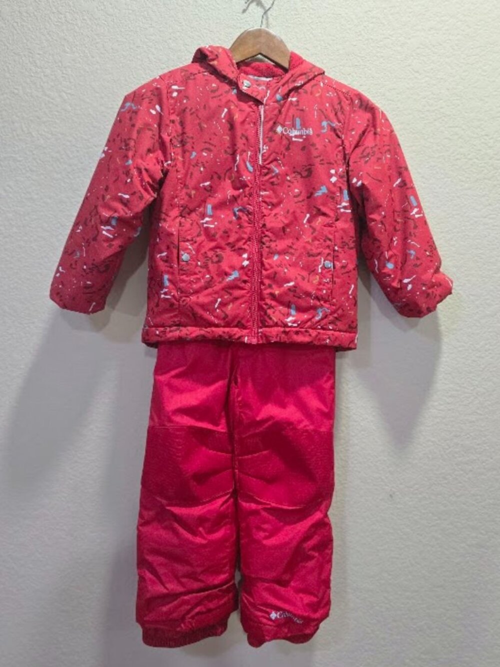 Columbia Kids Winter Snow Jacket & Bib Pants Set In Red Size XXS(4/5)